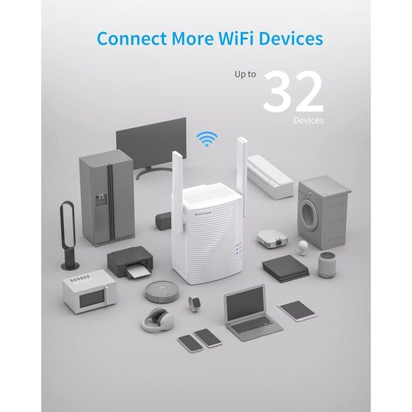 NIB-BrosTrend WiFi Extender AC1200 WiFi Booster and Signal Amplifier 1200Mbps - Picture 5 of 6